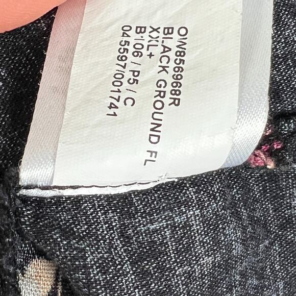Old Navy Blouse Top Women's Size 2X Black Multicolored Floral Boho Oversized - Picture 6 of 9